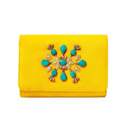 Yellow Velvet Classic Clutch with Sermeh Embroidery - Shop New fashion designer clothing, shoes, bags & Accessories online - KÖWLI SHOP