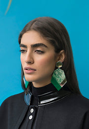 Hexagon Earrings Green - Shop New fashion designer clothing, shoes, bags & Accessories online - KÖWLI SHOP