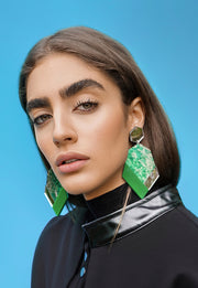Hexagon Earrings Green - Shop New fashion designer clothing, shoes, bags & Accessories online - KÖWLI SHOP