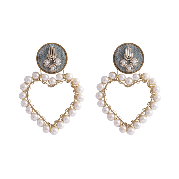 Pearl Heart Earrings - Shop New fashion designer clothing, shoes, bags & Accessories online - KÖWLI SHOP