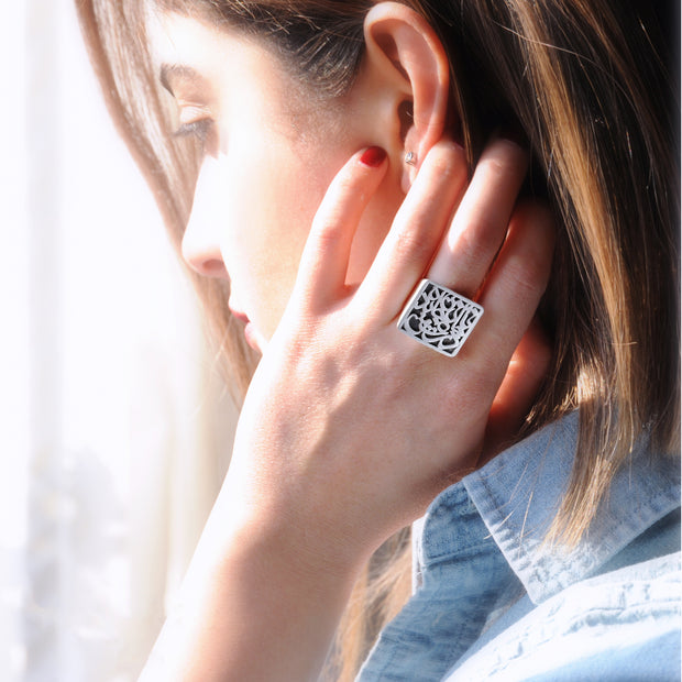 Oxidized Silver Signet Ring