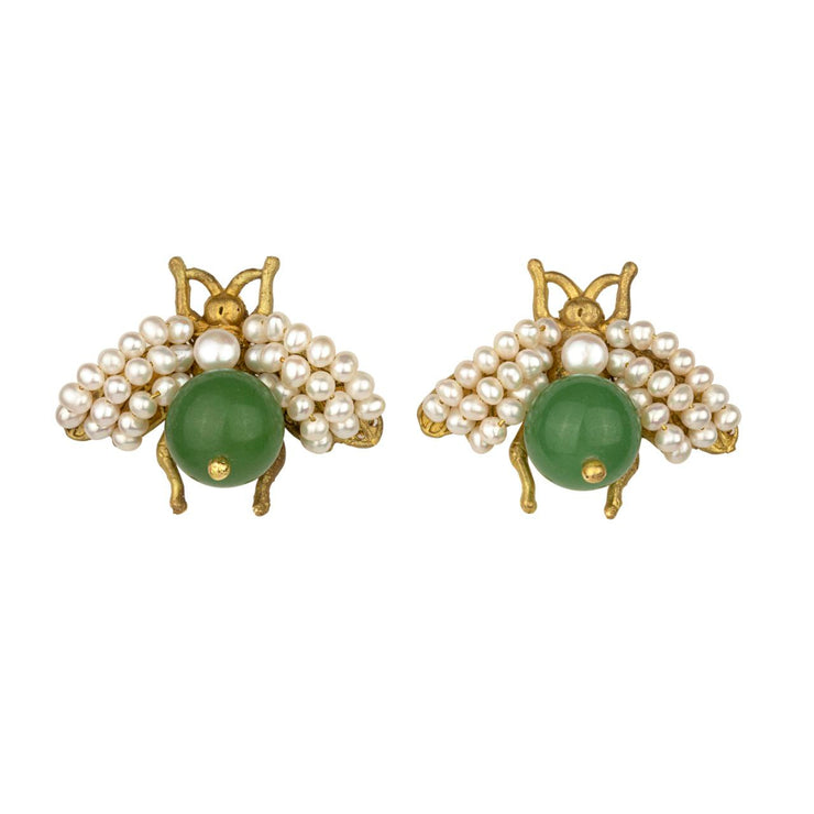 Green Bee Earrings