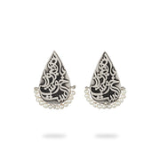 Silver Persian Calligraphy Earrings with beaded pearl