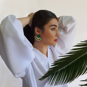 Green GÜNEŞ H Earrings - Shop New fashion designer clothing, shoes, bags & Accessories online - KÖWLI SHOP