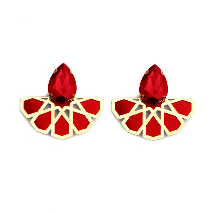 Red GÜNEŞ H Earrings - Shop New fashion designer clothing, shoes, bags & Accessories online - KÖWLI SHOP