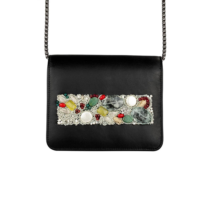 Black Classic Clutch with Sermeh Embroidery
