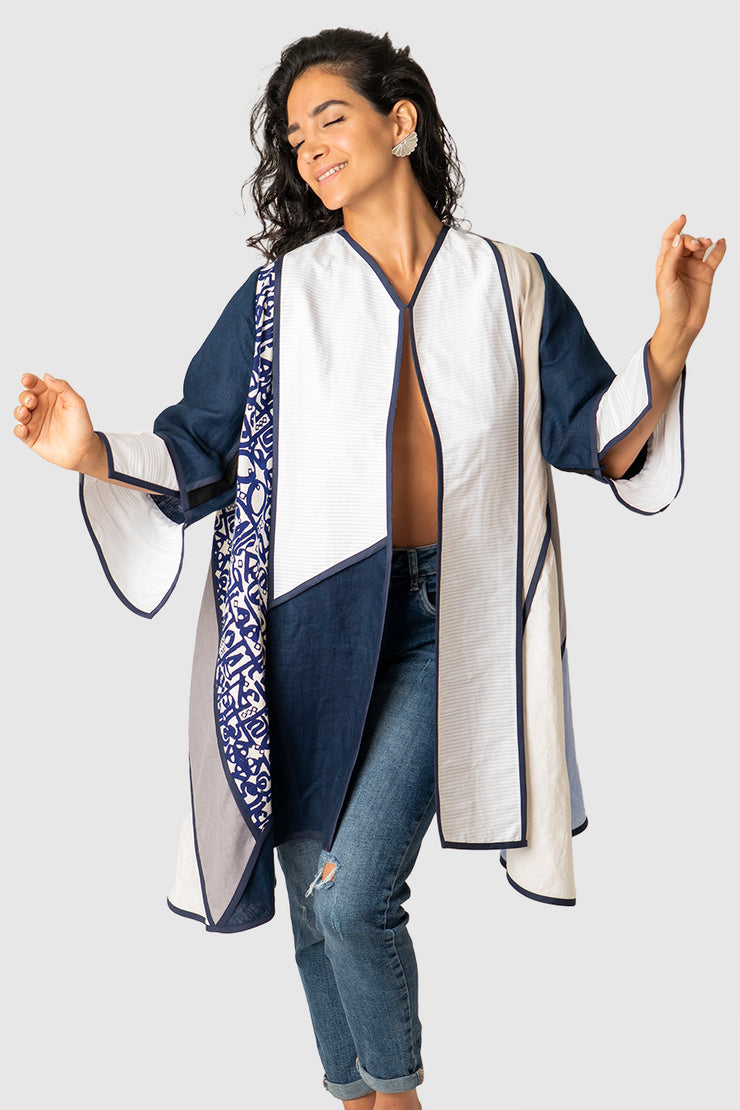 Persian Blue Typography Coat
