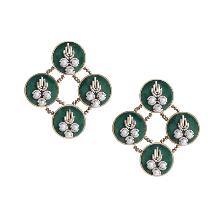 Green Vintage Inspired Earrings - Shop New fashion designer clothing, shoes, bags & Accessories online - KÖWLI SHOP