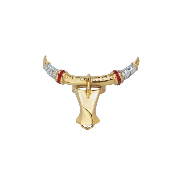 Sacred Steer Skull Red Bronze Ring
