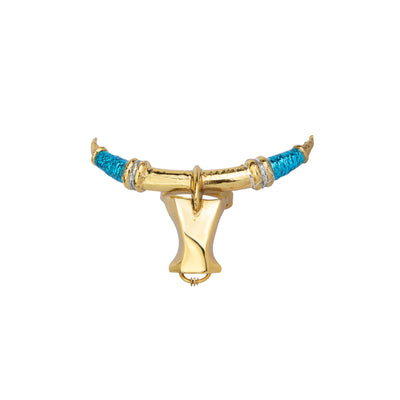 Sacred Steer Skull Blue Bronze Ring