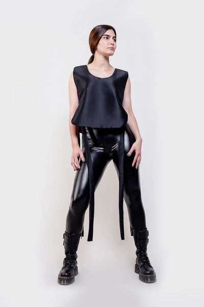 Black Satin Modern Vest - Shop New fashion designer clothing, shoes, bags & Accessories online - KÖWLI SHOP